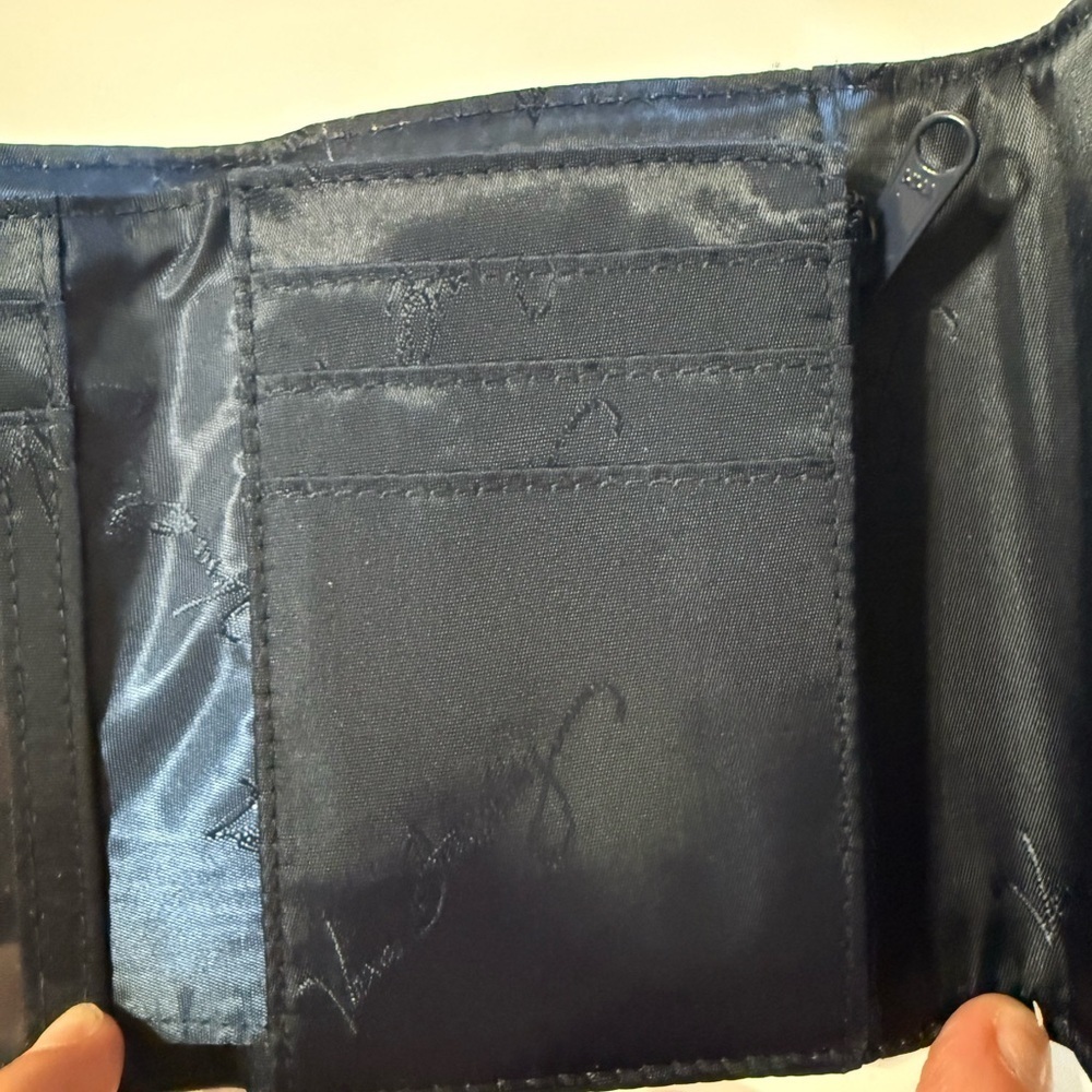 Vera Bradley Morocco NAVY Blue Laser Cut Petite Trifold Women’s Wallet - Picture 6 of 14